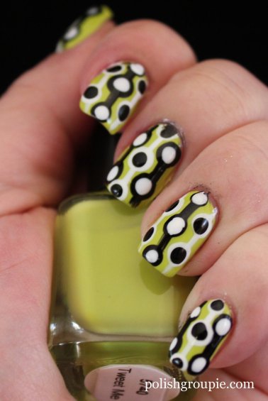 Black and White Retro Dot Nail Art With Color Club Tweet Me