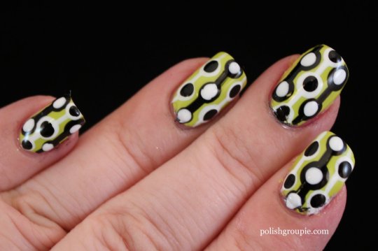 Black and White Retro Dot Nail Art with Color Club Tweet Me
